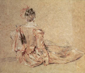 Studie av en kvinne sett bakfra, 1716-18